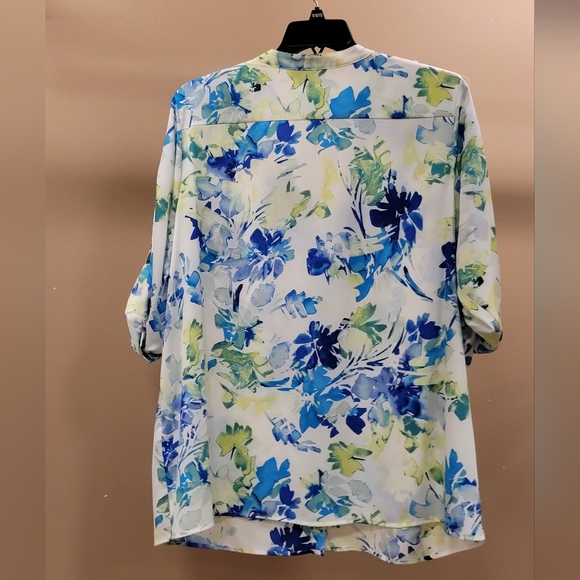 Nwt! Calvin Klein Women's  Roll Sleeve Top plus size button down - Picture 3 of 4